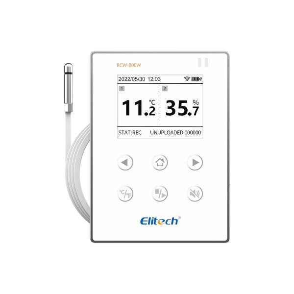 Elitech RCW 800W THE registrador de datos inalámbrico de temperatura y humedad.